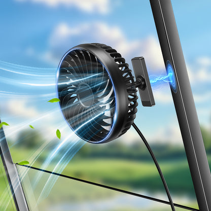 Magnetic USB Golf Cart Fan with 3-Speed Cooling & 360° Rotation for Outdoor Adventures
