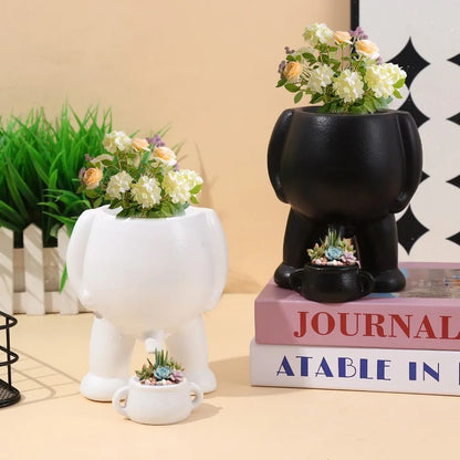 ArtMuse Ceramic Succulent Planter – Modern Light Luxury Human Face Decorative Flowerpot