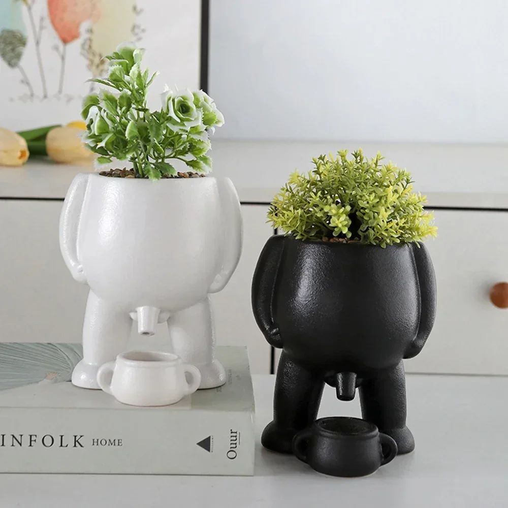 ArtMuse Ceramic Succulent Planter – Modern Light Luxury Human Face Decorative Flowerpot