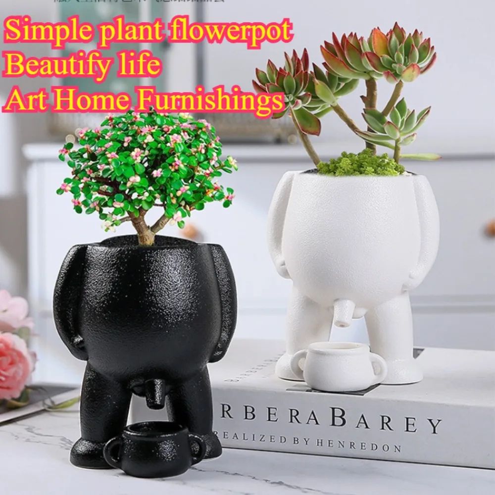 ArtMuse Ceramic Succulent Planter – Modern Light Luxury Human Face Decorative Flowerpot