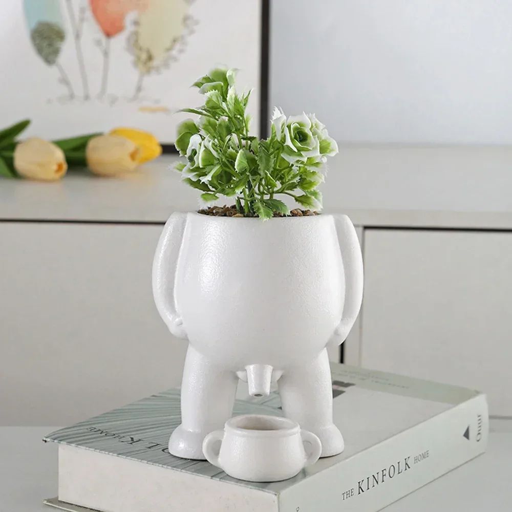 ArtMuse Ceramic Succulent Planter – Modern Light Luxury Human Face Decorative Flowerpot