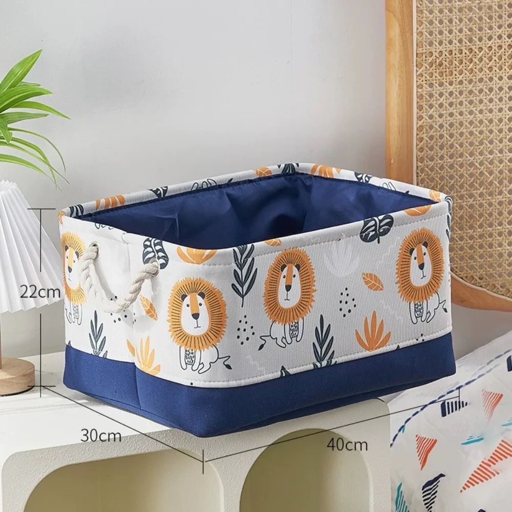 CuteNest Cartoon Toy Storage Basket – Collapsible Drawstring Fabric Organizer Bin