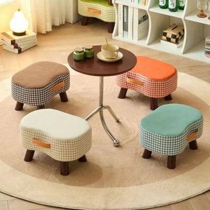 Minimalist Wooden Ottoman Stool – Cushioned Shoe Bench & Living Room Footrest