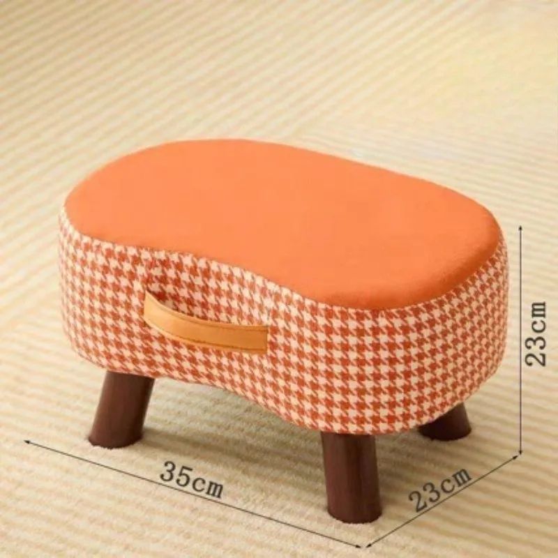 Minimalist Wooden Ottoman Stool – Cushioned Shoe Bench & Living Room Footrest