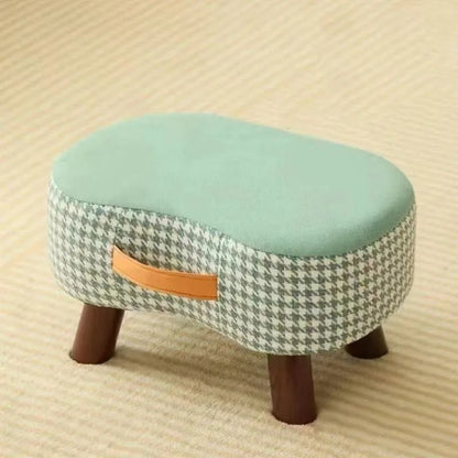 Minimalist Wooden Ottoman Stool – Cushioned Shoe Bench & Living Room Footrest