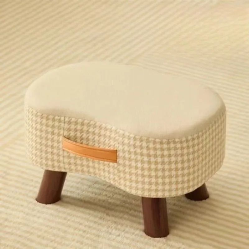 Minimalist Wooden Ottoman Stool – Cushioned Shoe Bench & Living Room Footrest