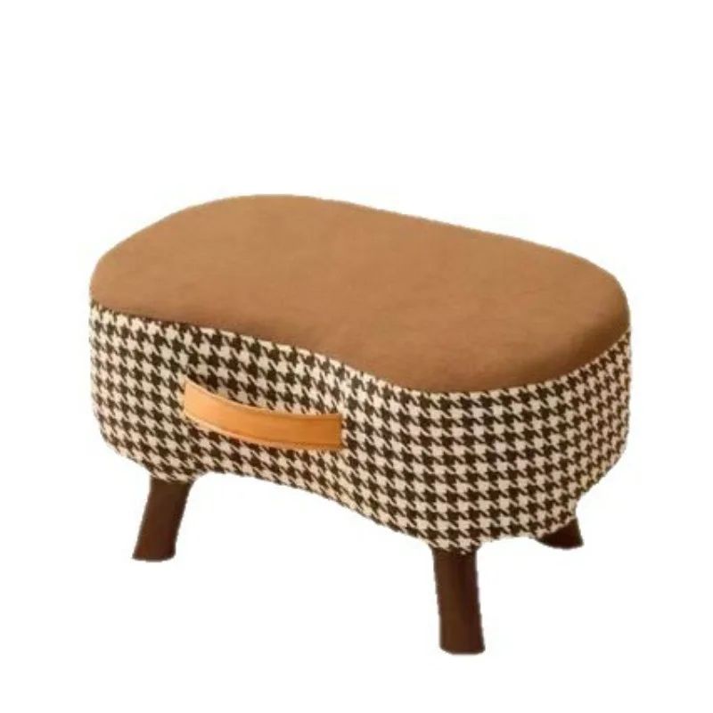 Minimalist Wooden Ottoman Stool – Cushioned Shoe Bench & Living Room Footrest