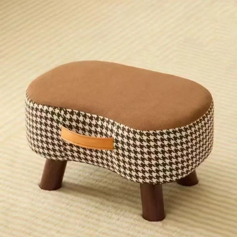 Minimalist Wooden Ottoman Stool – Cushioned Shoe Bench & Living Room Footrest