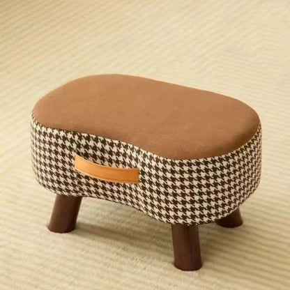 Minimalist Wooden Ottoman Stool – Cushioned Shoe Bench & Living Room Footrest