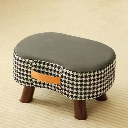 Minimalist Wooden Ottoman Stool – Cushioned Shoe Bench & Living Room Footrest