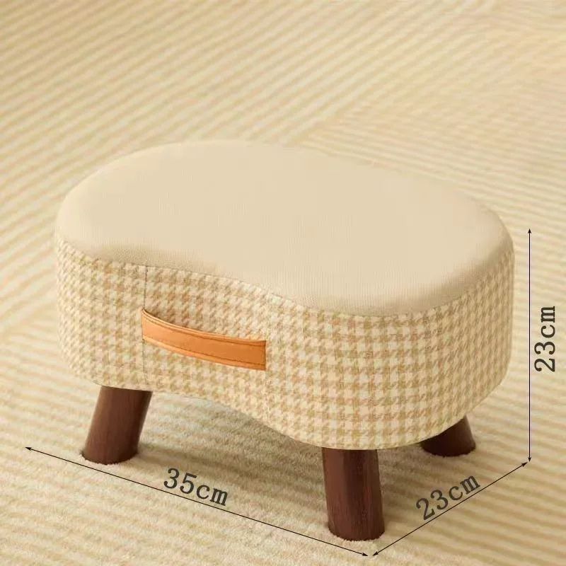 Minimalist Wooden Ottoman Stool – Cushioned Shoe Bench & Living Room Footrest
