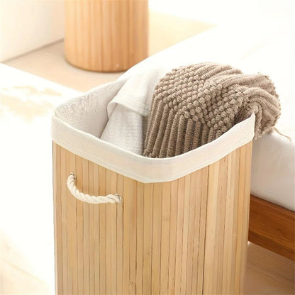 Foldable Bamboo Laundry & Storage Basket – Large Capacity Organizer for Bedroom & Bathroom