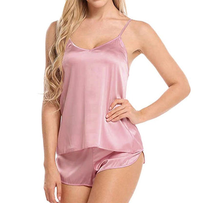 Women Sheer Lace Cami and Shorts Pajama Set