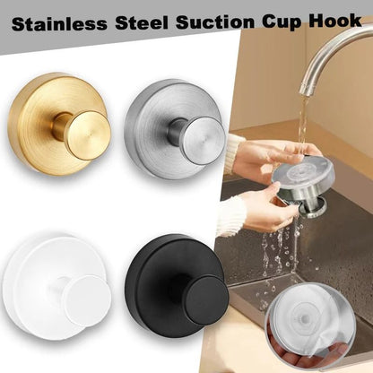 Heavy-Duty Stainless Steel Suction Cup Hook – Waterproof Punch-Free Wall Mount Hanger for Kitchen and Bathroom