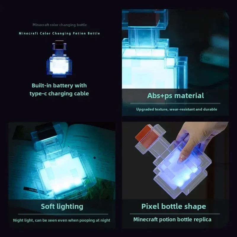 Bottle Night Light Rechargeable LED Night Light for Gaming Room Decor