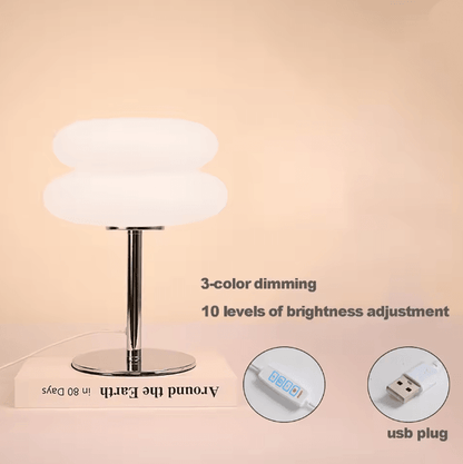 Creamy Style Bedside Table Lamp USB Plug Tri Color Dimming