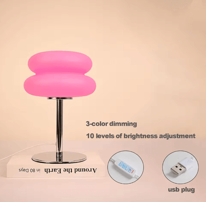 Creamy Style Bedside Table Lamp USB Plug Tri Color Dimming