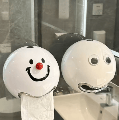 Creative Smiling Face Wall Mounted Toilet Paper Holder Waterproof No Drill Bathroom Tissue Box