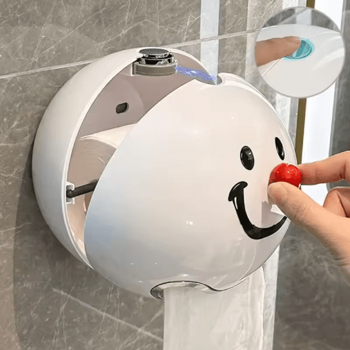 Creative Smiling Face Wall Mounted Toilet Paper Holder Waterproof No Drill Bathroom Tissue Box
