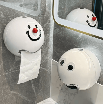 Creative Smiling Face Wall Mounted Toilet Paper Holder Waterproof No Drill Bathroom Tissue Box