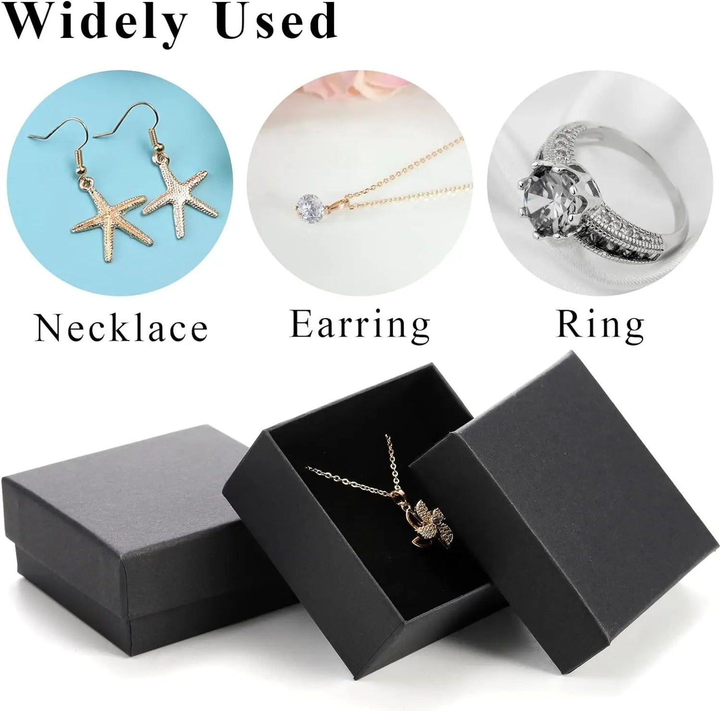 Black Kraft Jewelry Gift Boxes – High-Performance Cardboard Packaging for Rings & Necklaces (32Pcs)