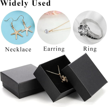 Black Kraft Jewelry Gift Boxes – High-Performance Cardboard Packaging for Rings & Necklaces (32Pcs)