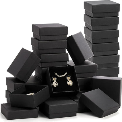 Black Kraft Jewelry Gift Boxes – High-Performance Cardboard Packaging for Rings & Necklaces (32Pcs)