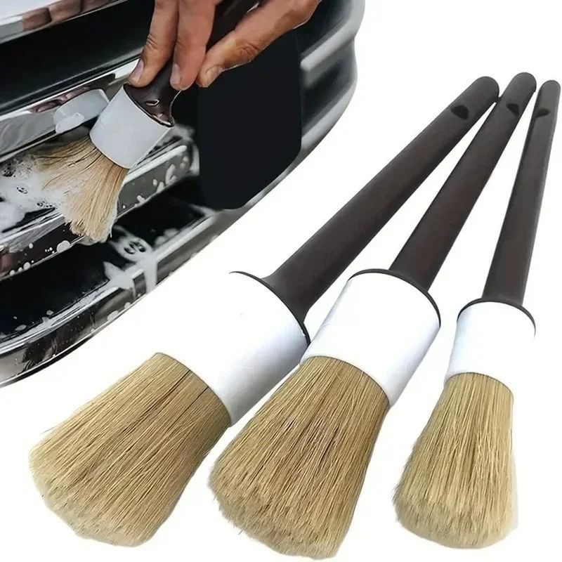 3 PCS Auto Detailing Brush Set – High-Performance Bristle Tools for Car Interior & Exterior Cleaning