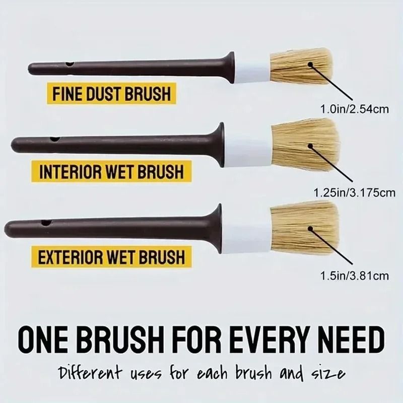 3 PCS Auto Detailing Brush Set – High-Performance Bristle Tools for Car Interior & Exterior Cleaning