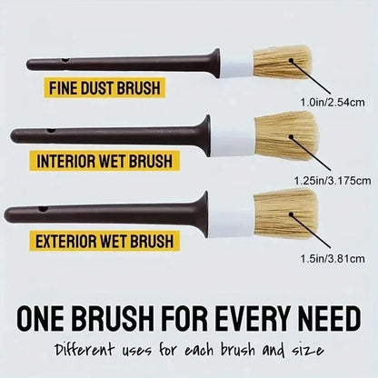 3 PCS Auto Detailing Brush Set – High-Performance Bristle Tools for Car Interior & Exterior Cleaning