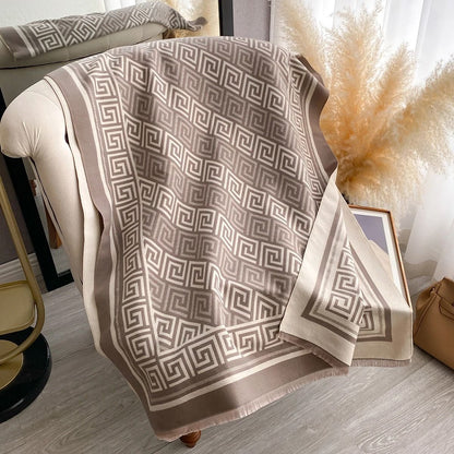 Luxury Womens Cashmere Scarf Plaid Winter Pashmina Shawl Wrap