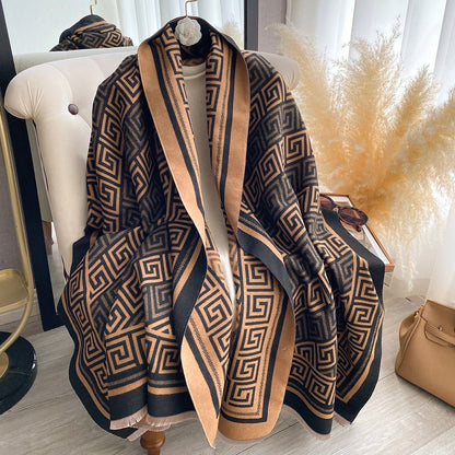Luxury Womens Cashmere Scarf Plaid Winter Pashmina Shawl Wrap