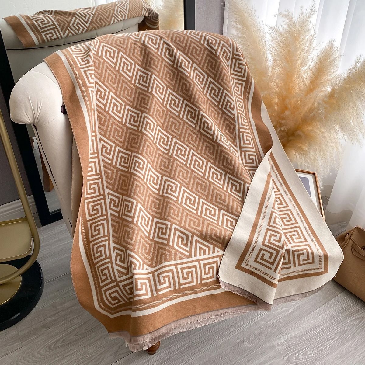 Luxury Womens Cashmere Scarf Plaid Winter Pashmina Shawl Wrap
