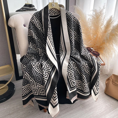 Luxury Womens Cashmere Scarf Plaid Winter Pashmina Shawl Wrap