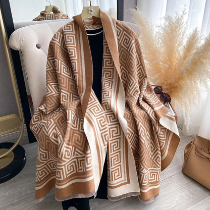 Luxury Womens Cashmere Scarf Plaid Winter Pashmina Shawl Wrap