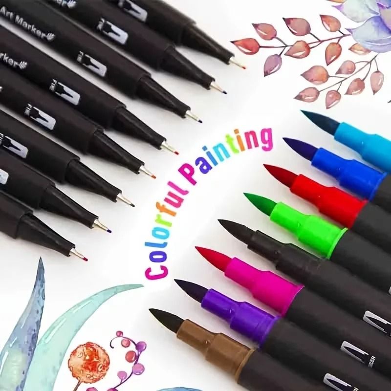 Vibrant Double Ended Watercolor Markers Art Set for Drawing and Crafts