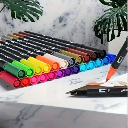 Vibrant Double Ended Watercolor Markers Art Set for Drawing and Crafts