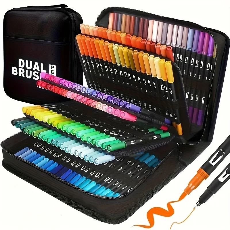 Vibrant Double Ended Watercolor Markers Art Set for Drawing and Crafts