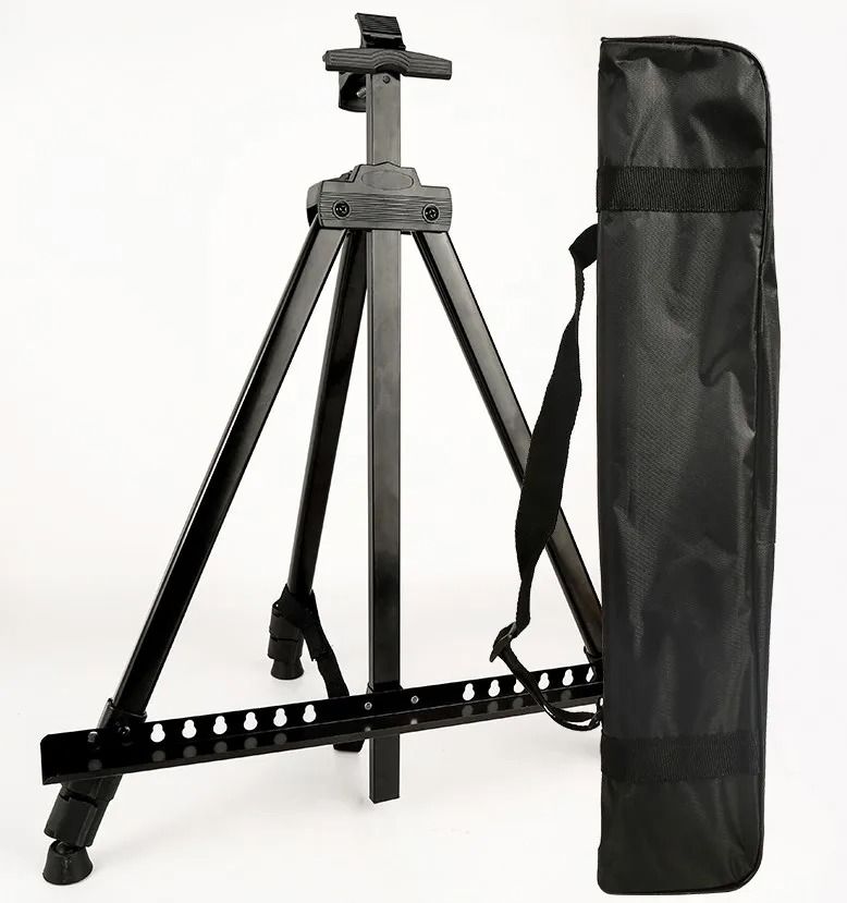 Aluminum Alloy Sketch Easel – Heavy-Duty Adjustable Tripod Stand with Horizontal Support & Travel Bag