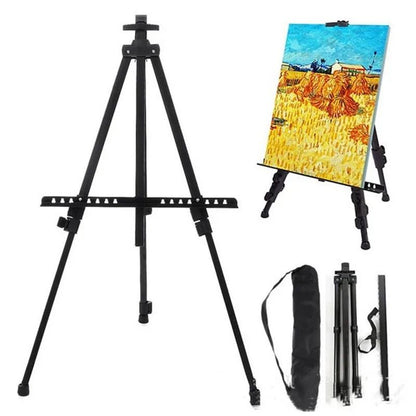Aluminum Alloy Sketch Easel – Heavy-Duty Adjustable Tripod Stand with Horizontal Support & Travel Bag