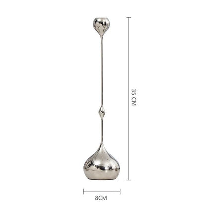 Silver Teardrop Candlestick Holder