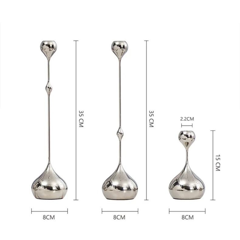 Silver Teardrop Candlestick Holder