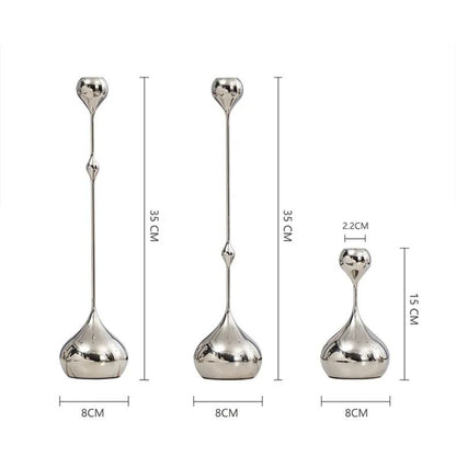 Silver Teardrop Candlestick Holder