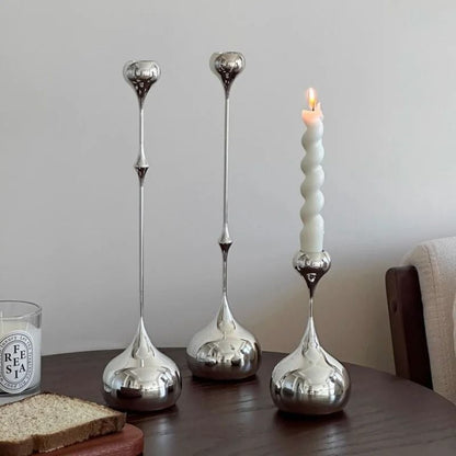 Silver Teardrop Candlestick Holder
