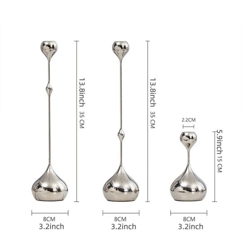 Silver Teardrop Candlestick Holder