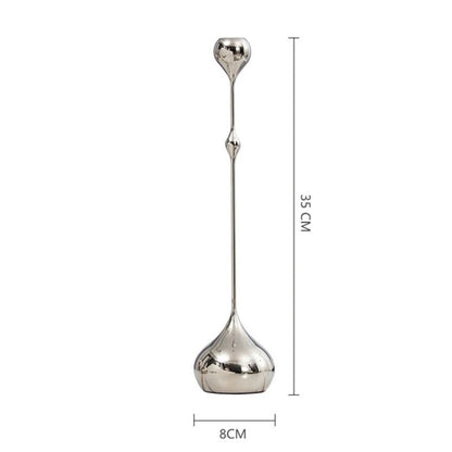 Silver Teardrop Candlestick Holder