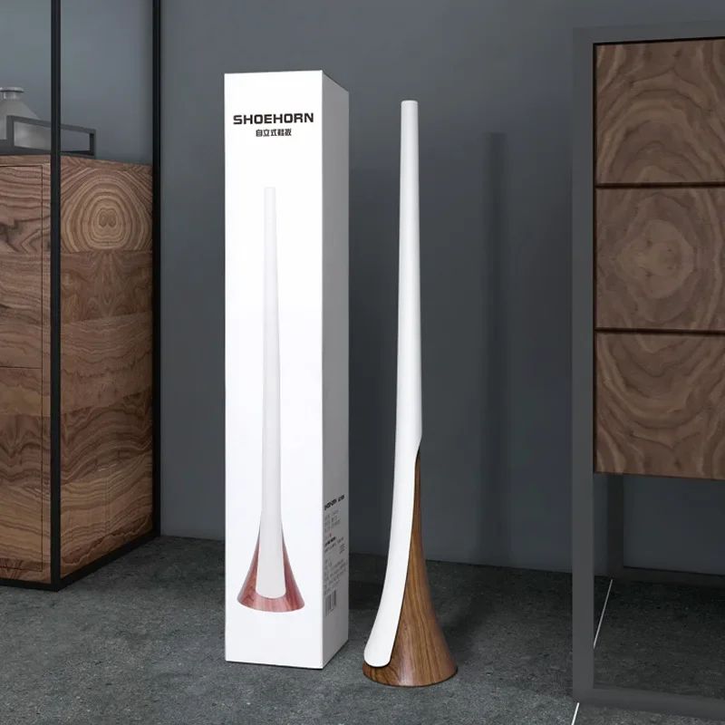 Extra Long Wood Grain Self-Supporting Shoe Horn