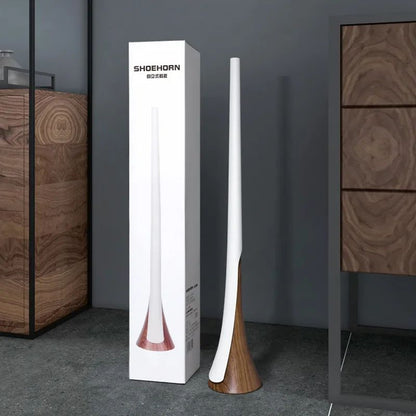 Extra Long Wood Grain Self-Supporting Shoe Horn
