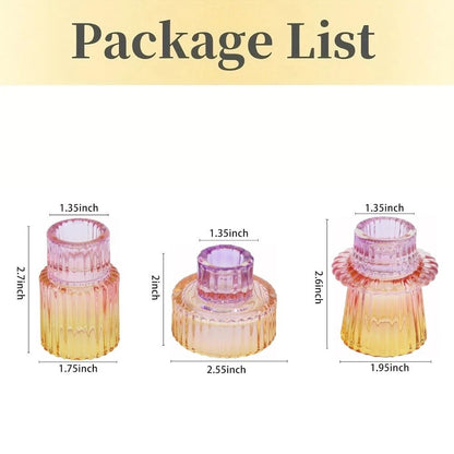 Double-Sided Vintage Ribbed Taper Glass Candle Holders