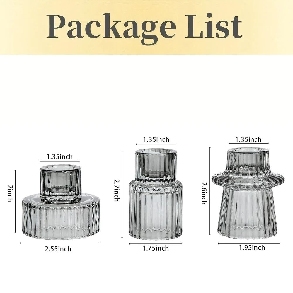 Double-Sided Vintage Ribbed Taper Glass Candle Holders